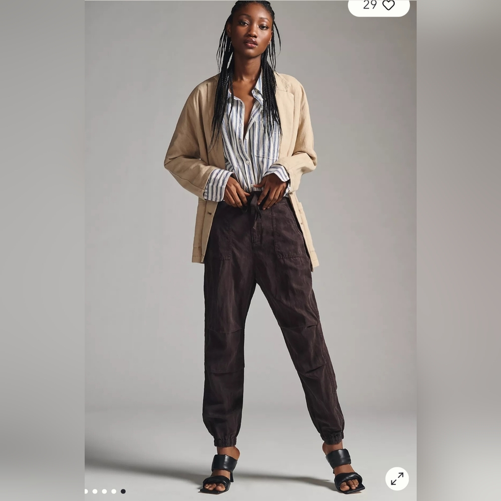 Anthropologie Women's Slouchy Aviator Jogger Pants Browm Size 12 - Picture 5 of 14